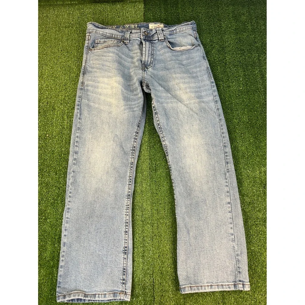 TK Axel Y2K Mens Slim Boot Cut Jeans Light Wash Blue Denim 34x30 Stretch